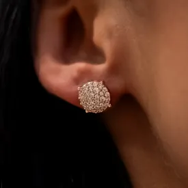 10mm Pave Round Earrings in Rose Gold