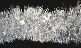 12' Shiny Silver Christmas Tinsel Garland with Holographic Snowflakes - Unlit