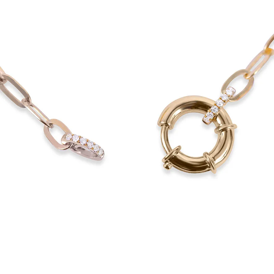 14K GOLD CHAIN NECKLACE WITH DIAMOND SPRING CLASP