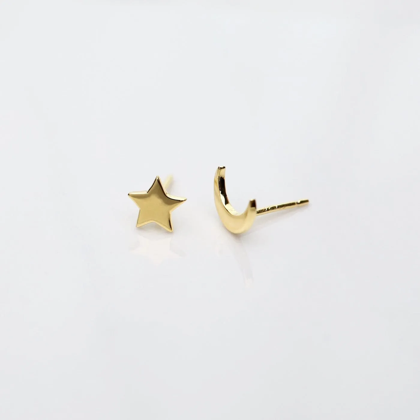 14k Gold Vermeil Small Moon and Star Studs