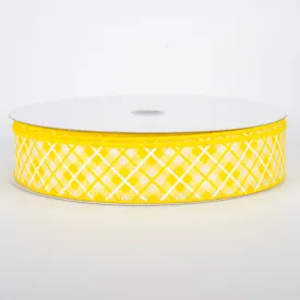 1.5" Argyle Plaid Ribbon: Yellow (50 Yards)