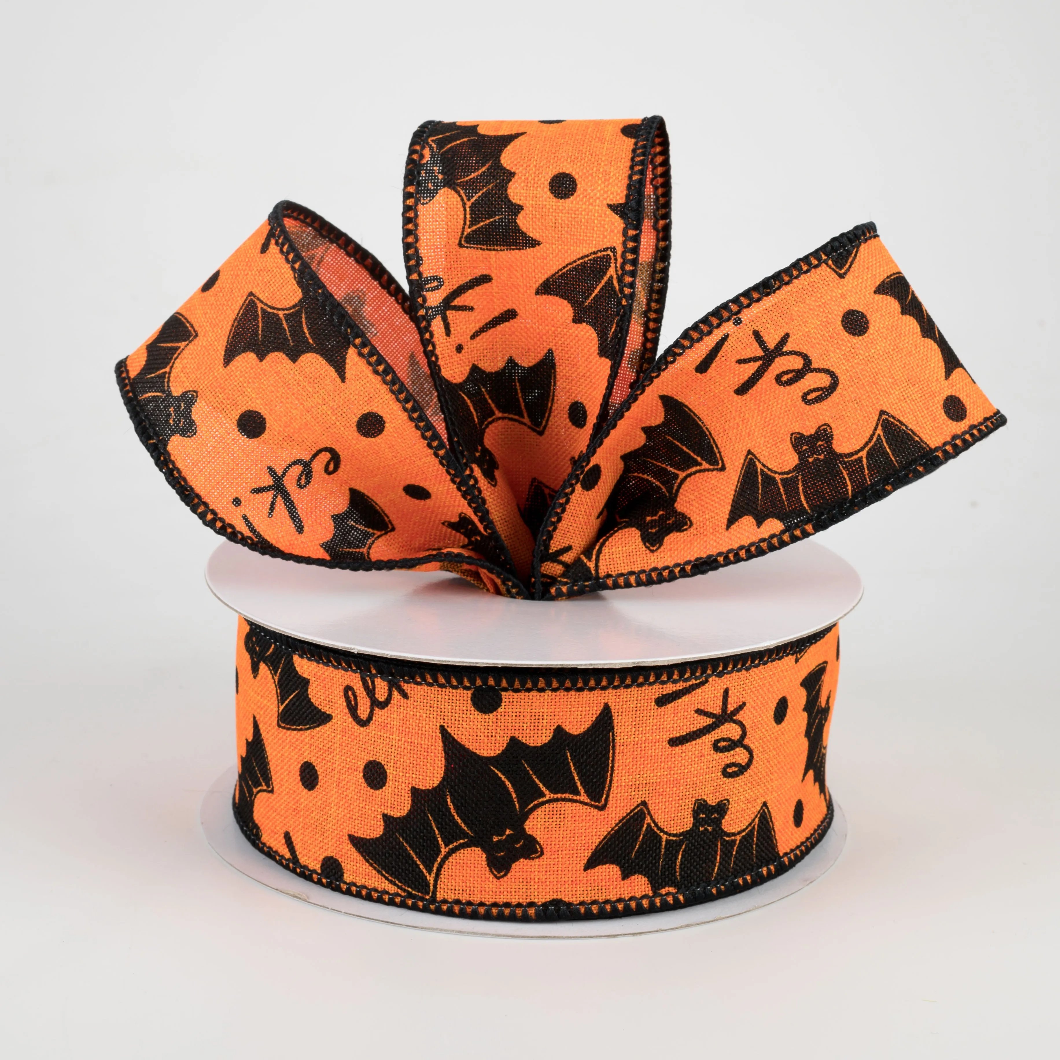 1.5" Bats Eek Ribbon: Orange (10 Yards)