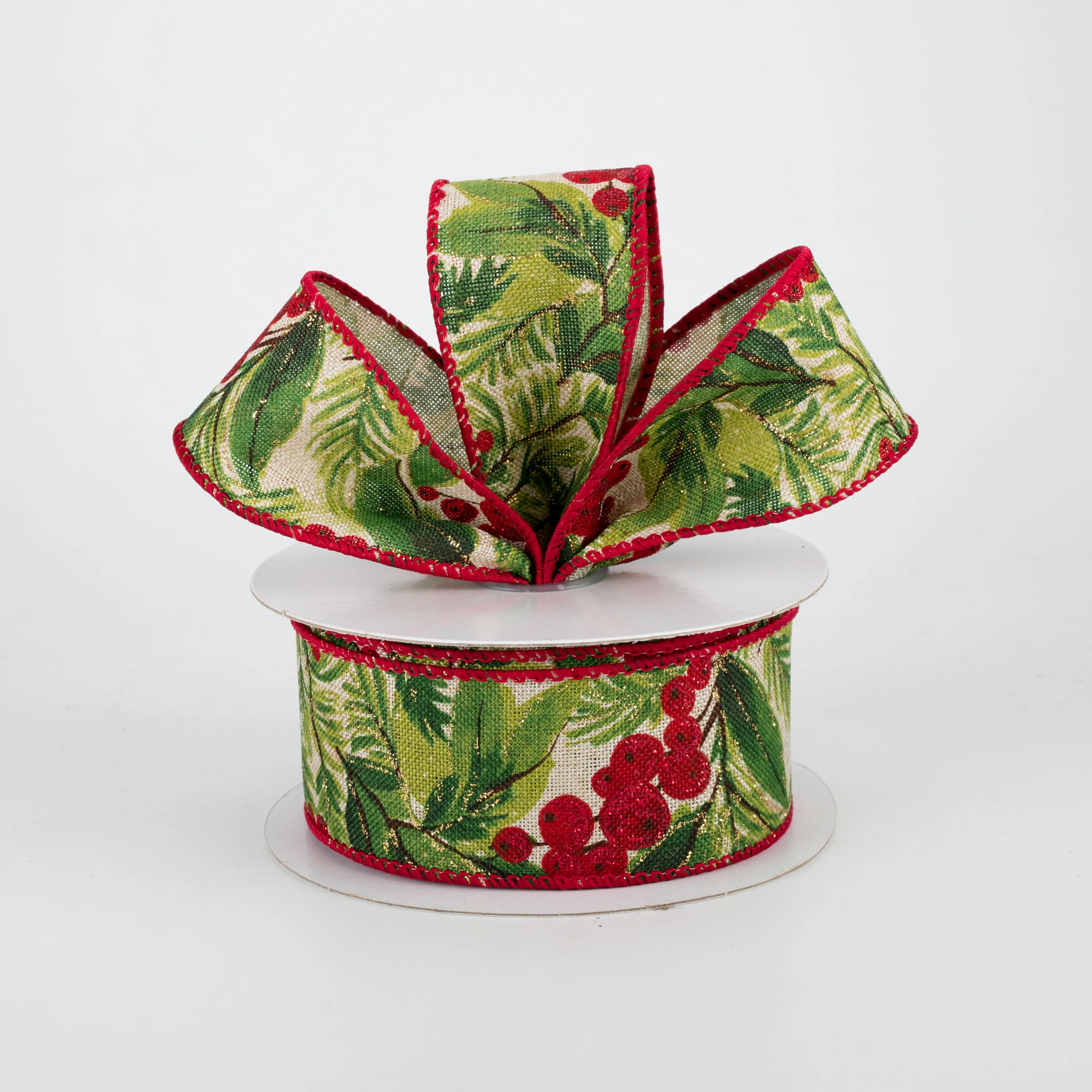 1.5" Berries & Leaves Ribbon (10 Yards)