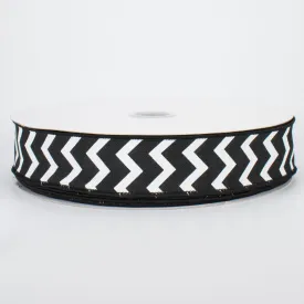 1.5" Canvas Chevron Ribbon: Black & White (50 Yards)