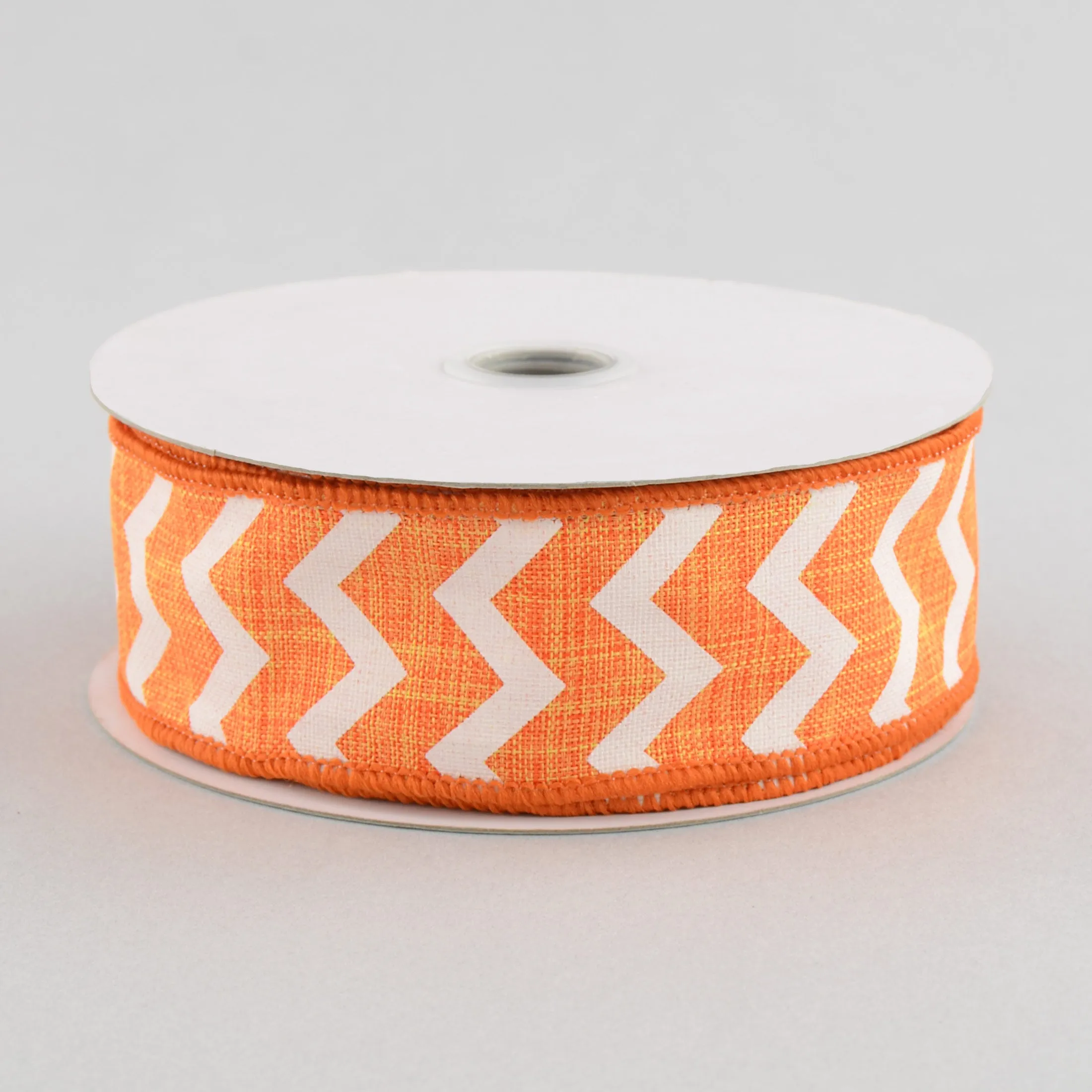 1.5" Canvas Chevron Ribbon: Orange & White (10 Yards)