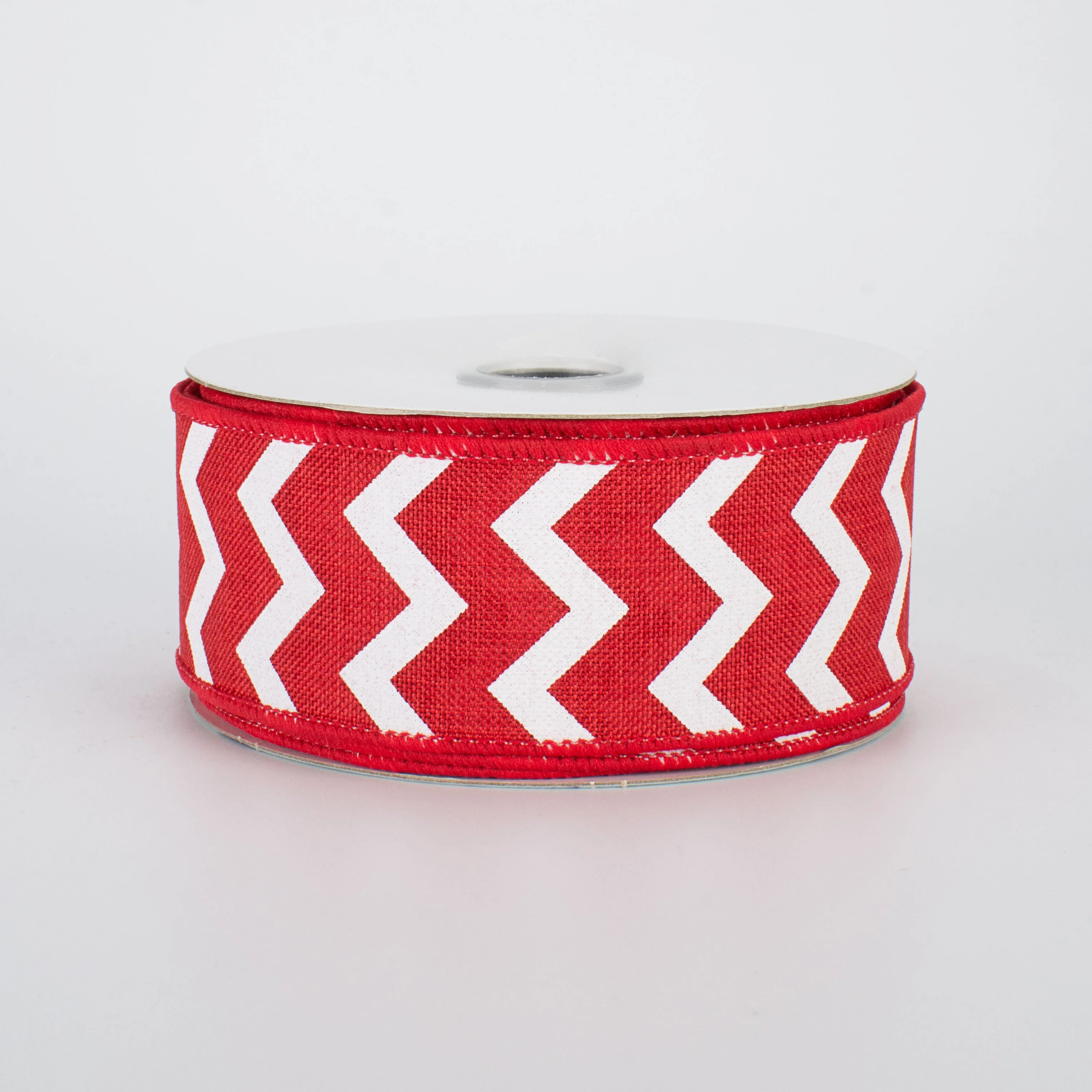 1.5" Canvas Chevron Ribbon: Red & White (10 yards)