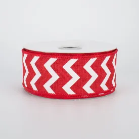 1.5" Canvas Chevron Ribbon: Red & White (10 yards)