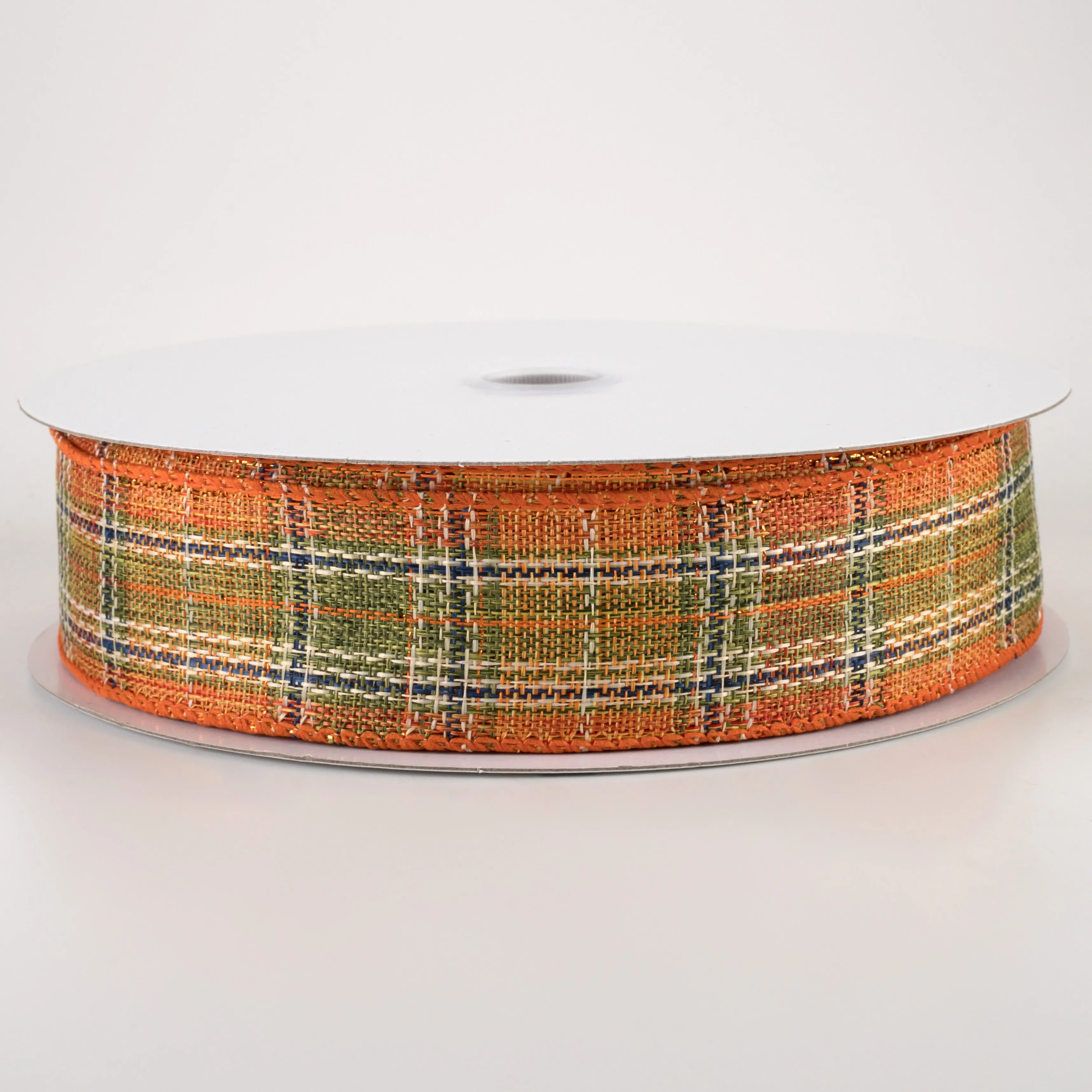 1.5" Coarse Weave Metallic Plaid Ribbon: Fall (50 Yards)