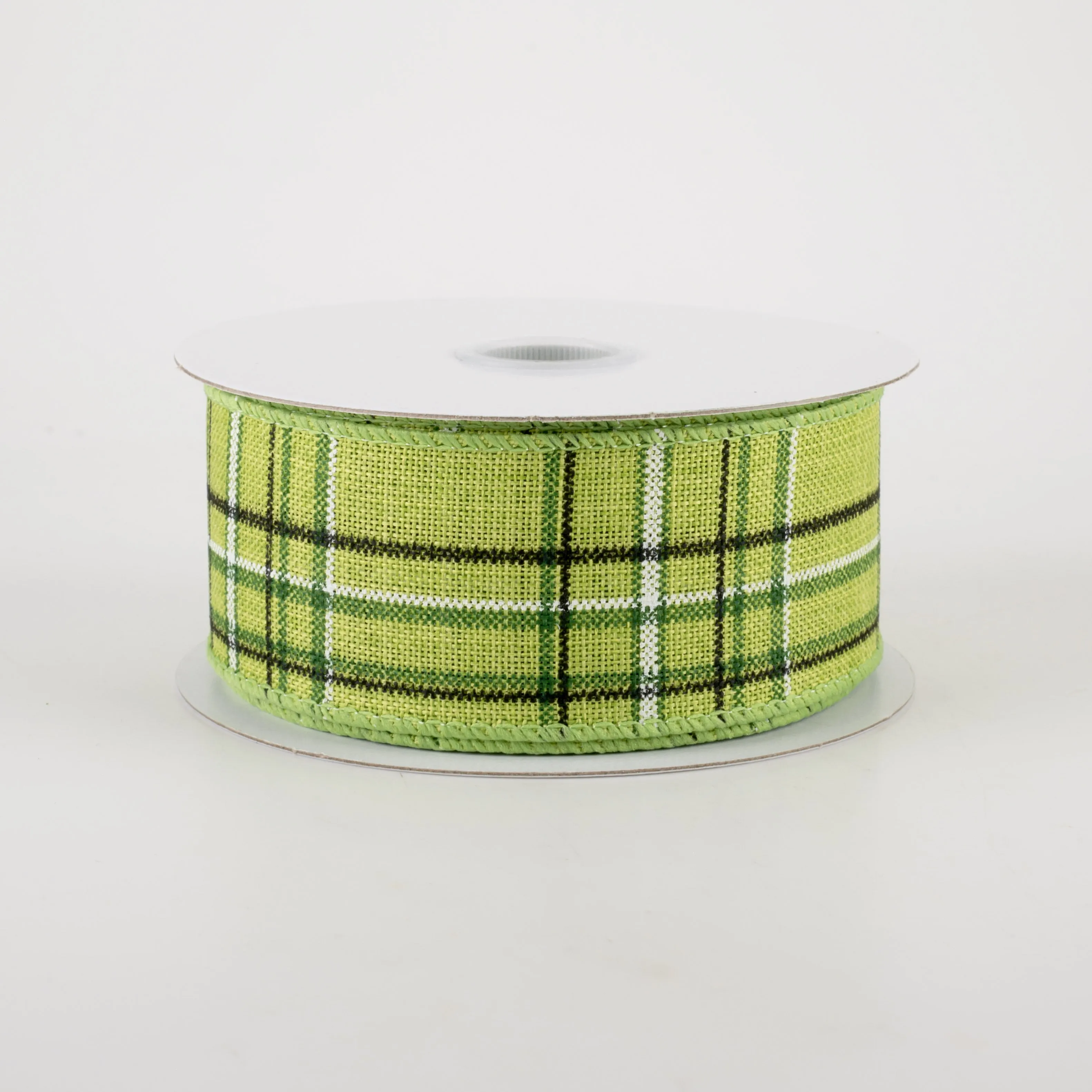 1.5" Cornelia Plaid Ribbon: Green, White & Black (10 Yards)