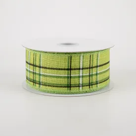 1.5" Cornelia Plaid Ribbon: Green, White & Black (10 Yards)