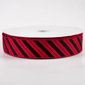 1.5" Diagonal Line Ribbon: Red & Black (50 Yards)