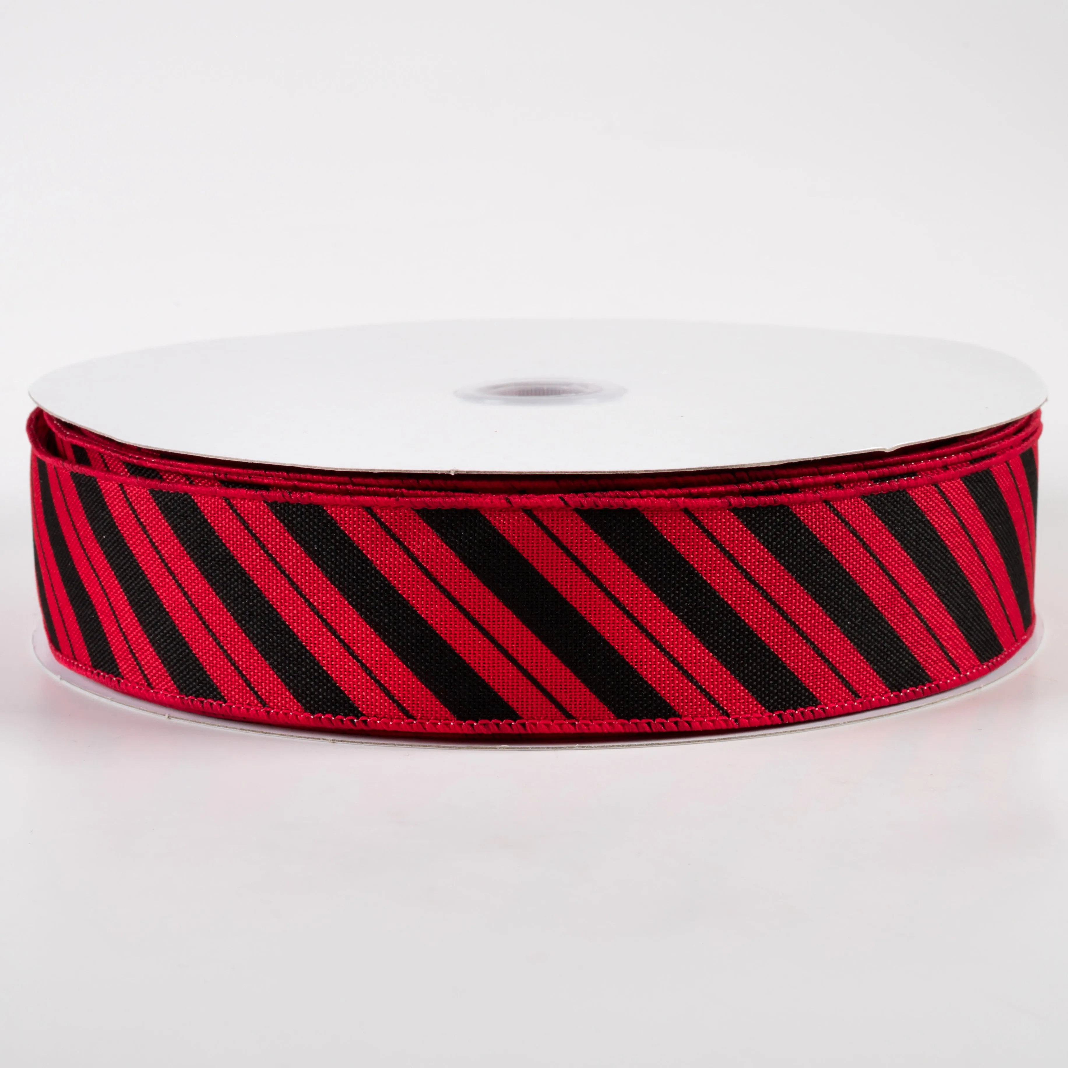 1.5" Diagonal Line Ribbon: Red & Black (50 Yards)