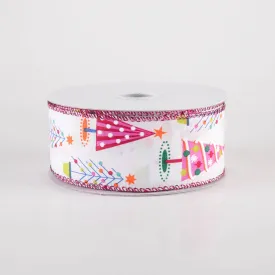 1.5" Fun Christmas Trees Ribbon: Pink Christmas (10 Yards)