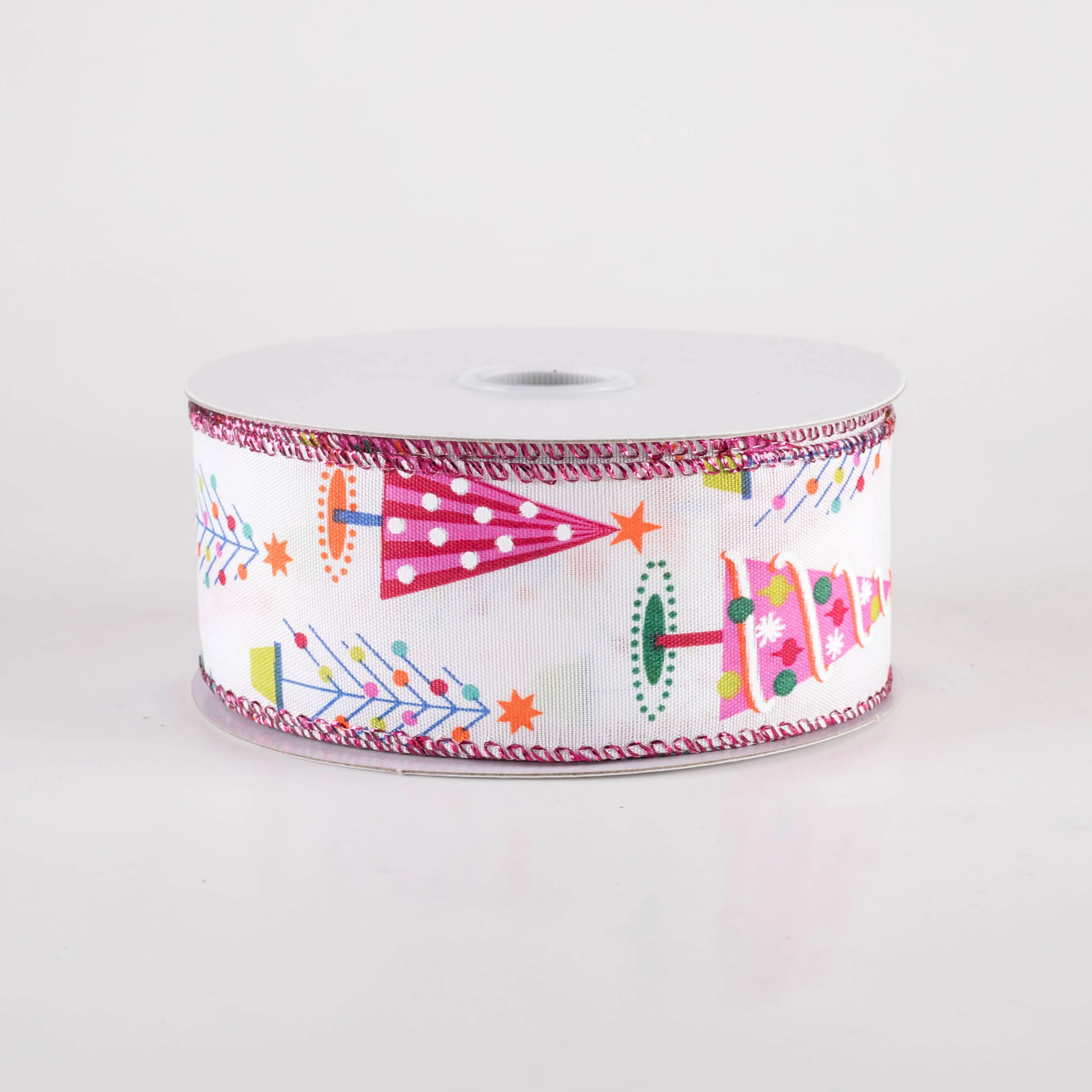 1.5" Fun Christmas Trees Ribbon: Pink Christmas (10 Yards)