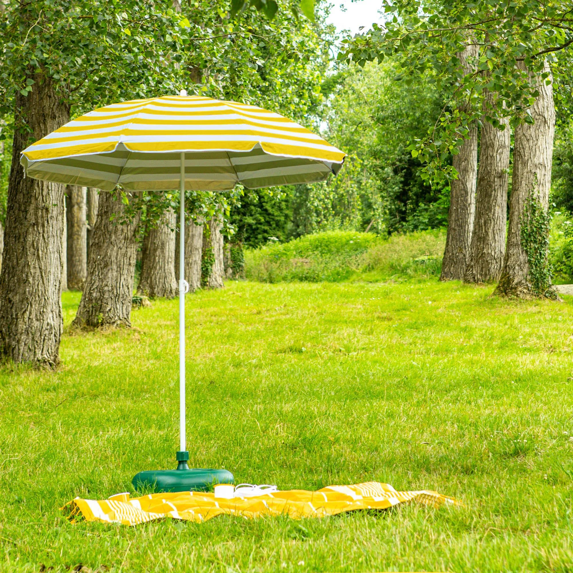 1.74m Metal Beach Parasol - By Harbour Housewares