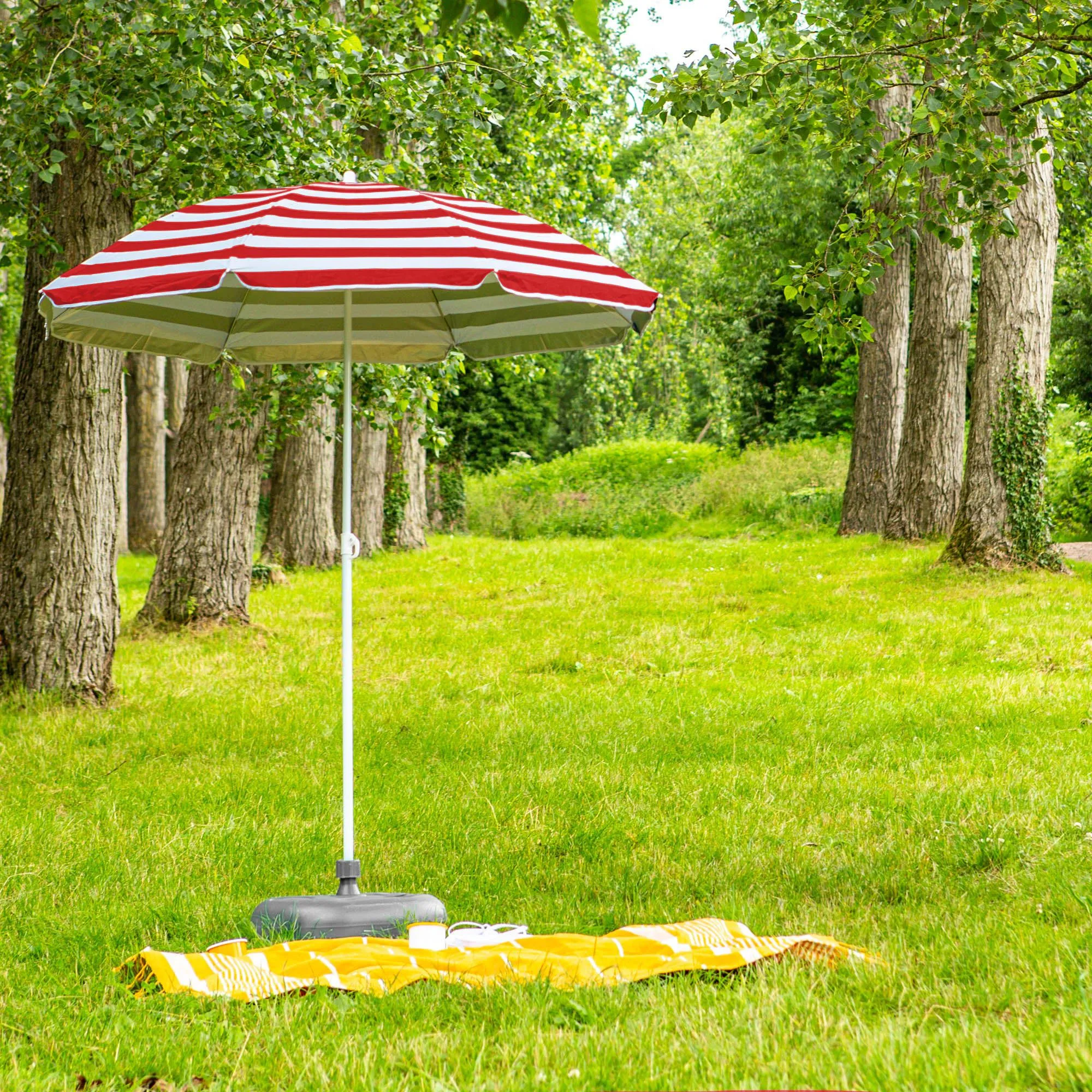 1.74m Metal Beach Parasol - By Harbour Housewares