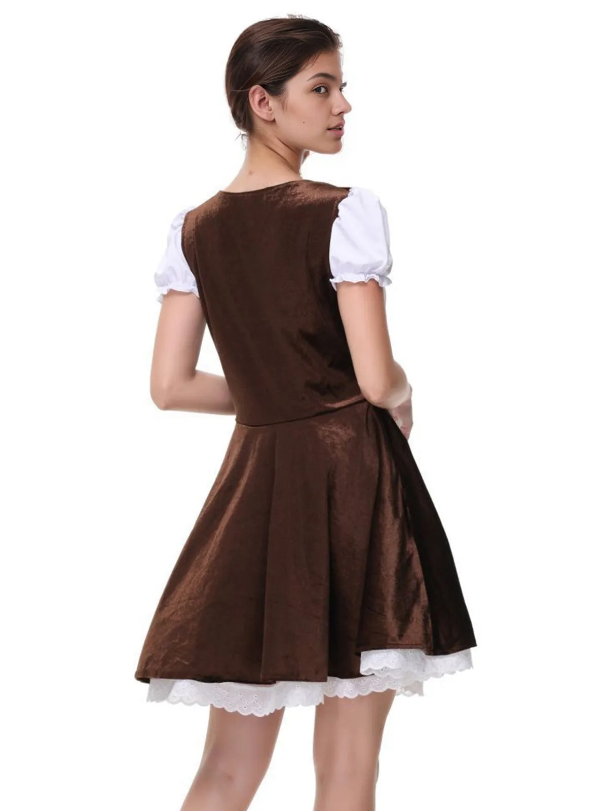 1950s Oktoberfest Puff Sleeves Solid Dress