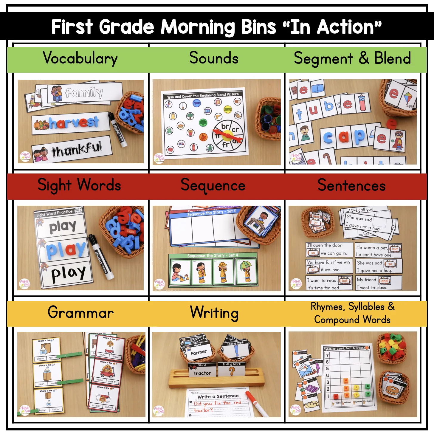 1st Grade November Morning Bins | Printable Classroom Resource | The Moffatt Girls