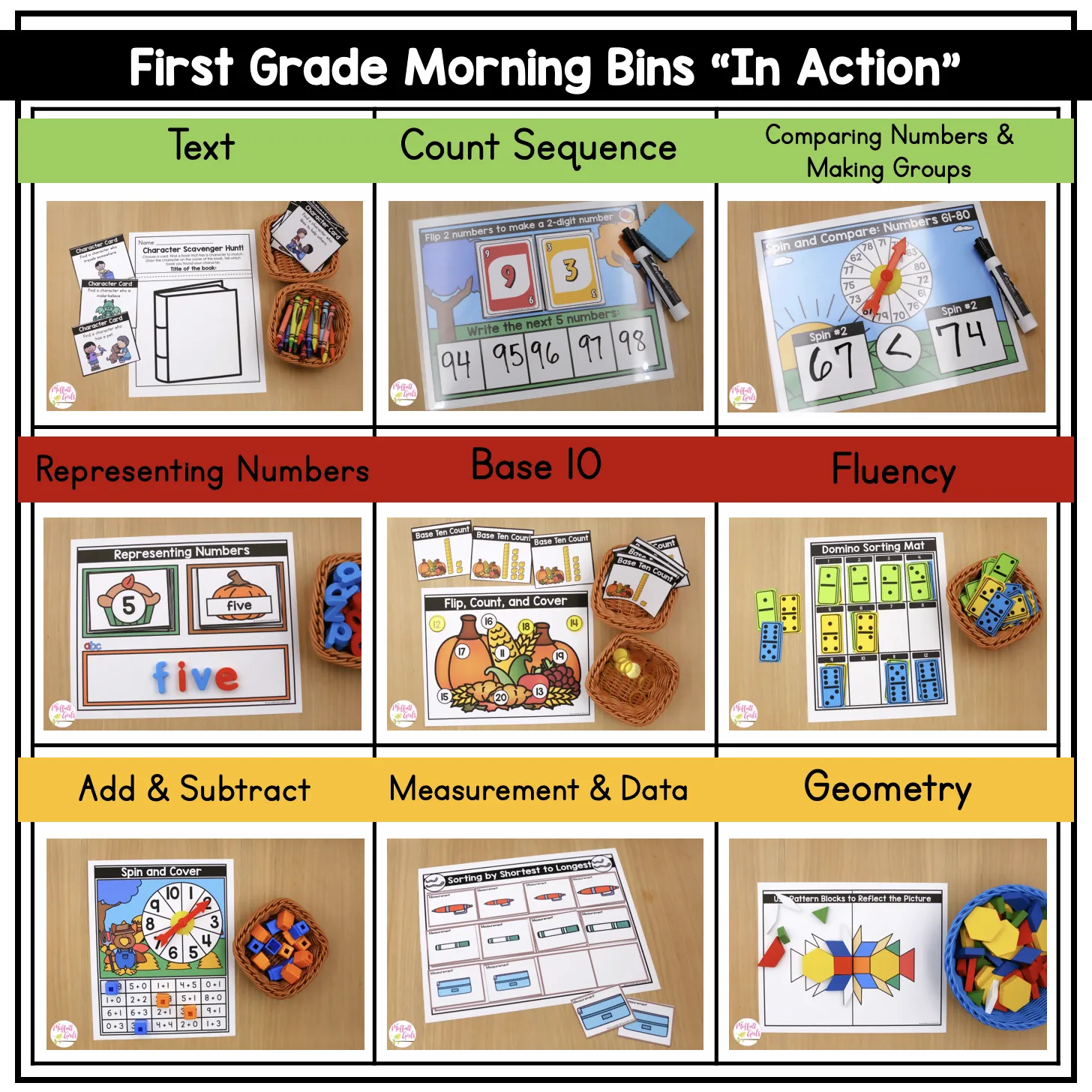 1st Grade November Morning Bins | Printable Classroom Resource | The Moffatt Girls