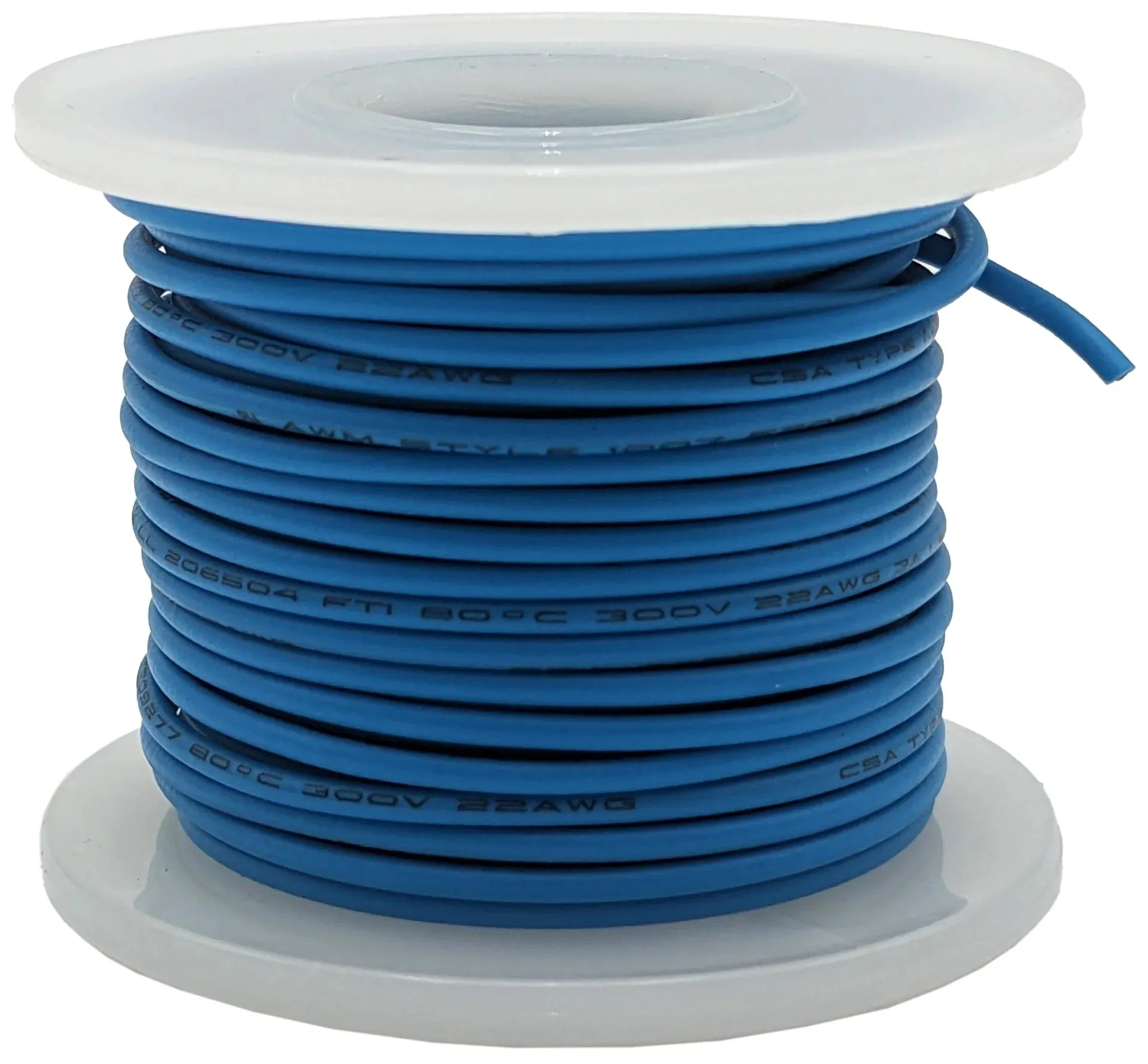 25 Feet Blue 22 Gauge Stranded Hook-Up Wire, Tinned Copper, PVC Insulation (Shade May Vary), 300 Volts