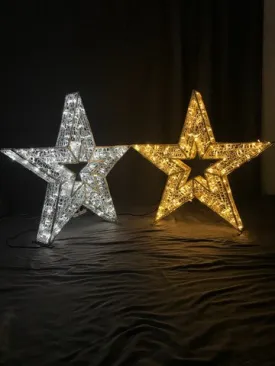 2.5 FT 3D Star Cool White With Cool White Flashing Effect Set Of 2