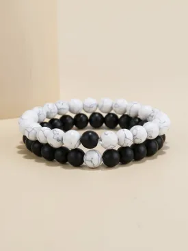 2pcs Men Beaded Bracelet