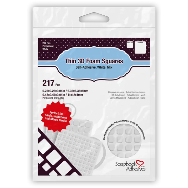 3D Foam Squares - Thin White