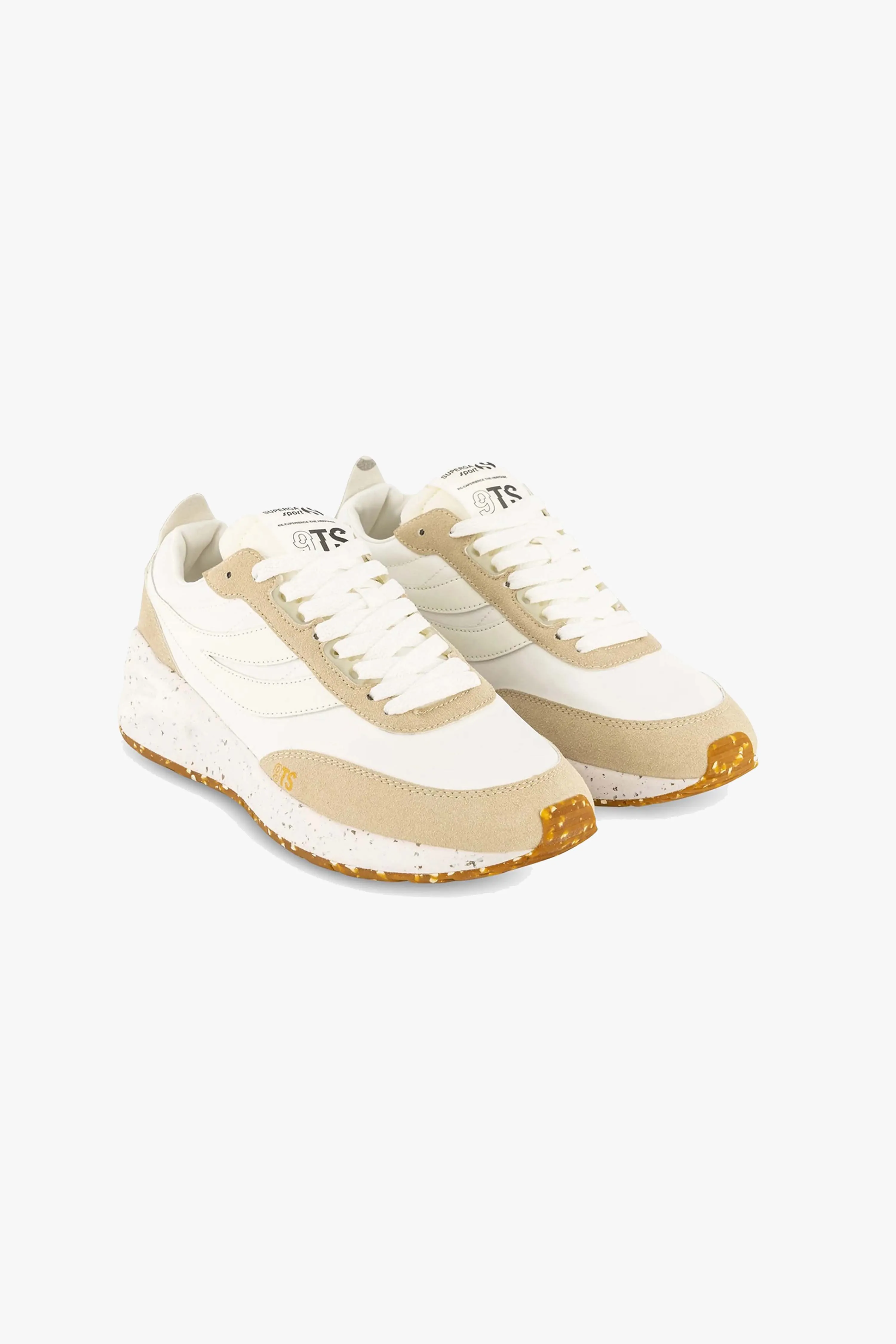 4089 Beige 9TS Slim Vegan Leather Trainers