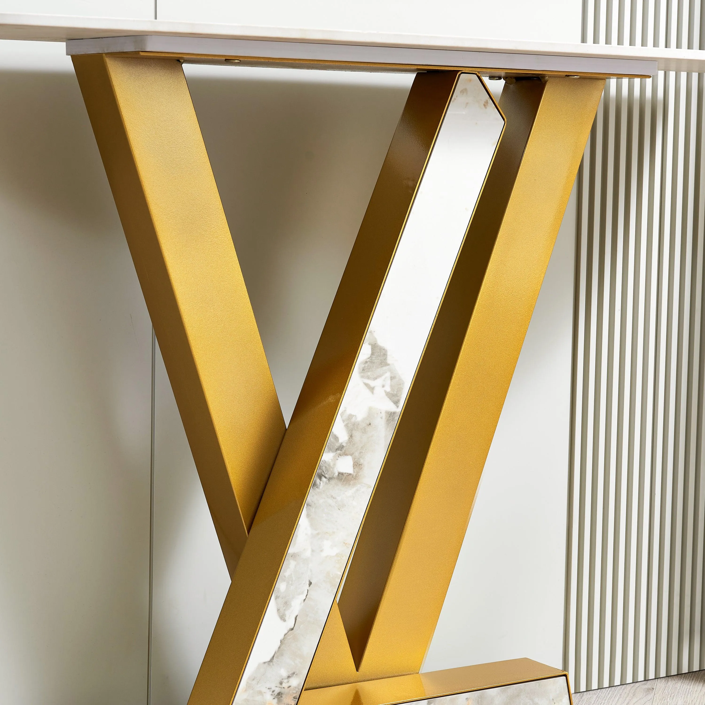 47.2" Modern Console Table, Gold Metal Frame with Adjustable Foot Pads