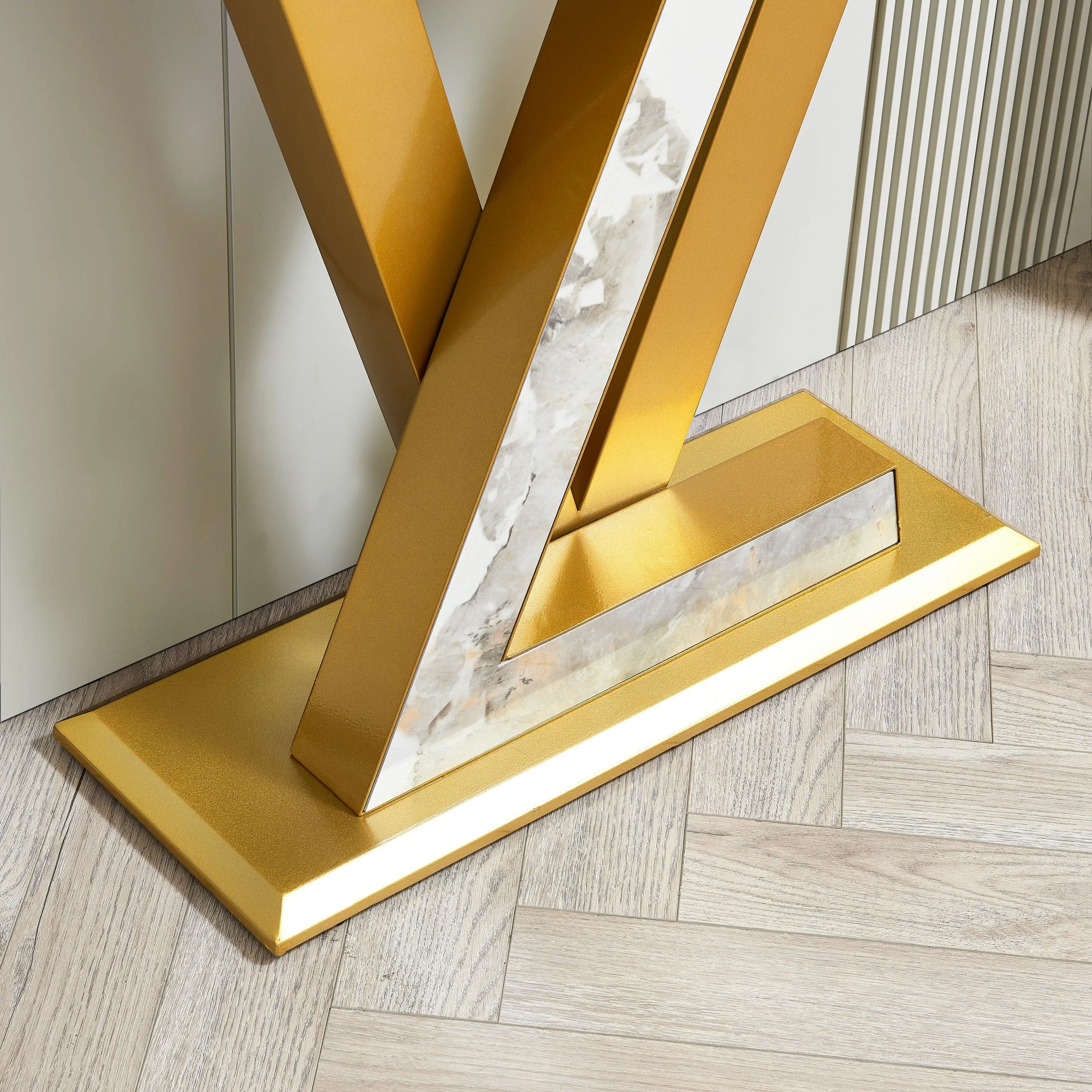 47.2" Modern Console Table, Gold Metal Frame with Adjustable Foot Pads