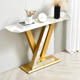 47.2" Modern Console Table, Gold Metal Frame with Adjustable Foot Pads