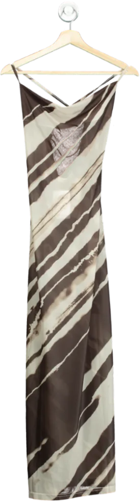 4th   Reckless Brown/Beige Striped Slip Dress UK 6