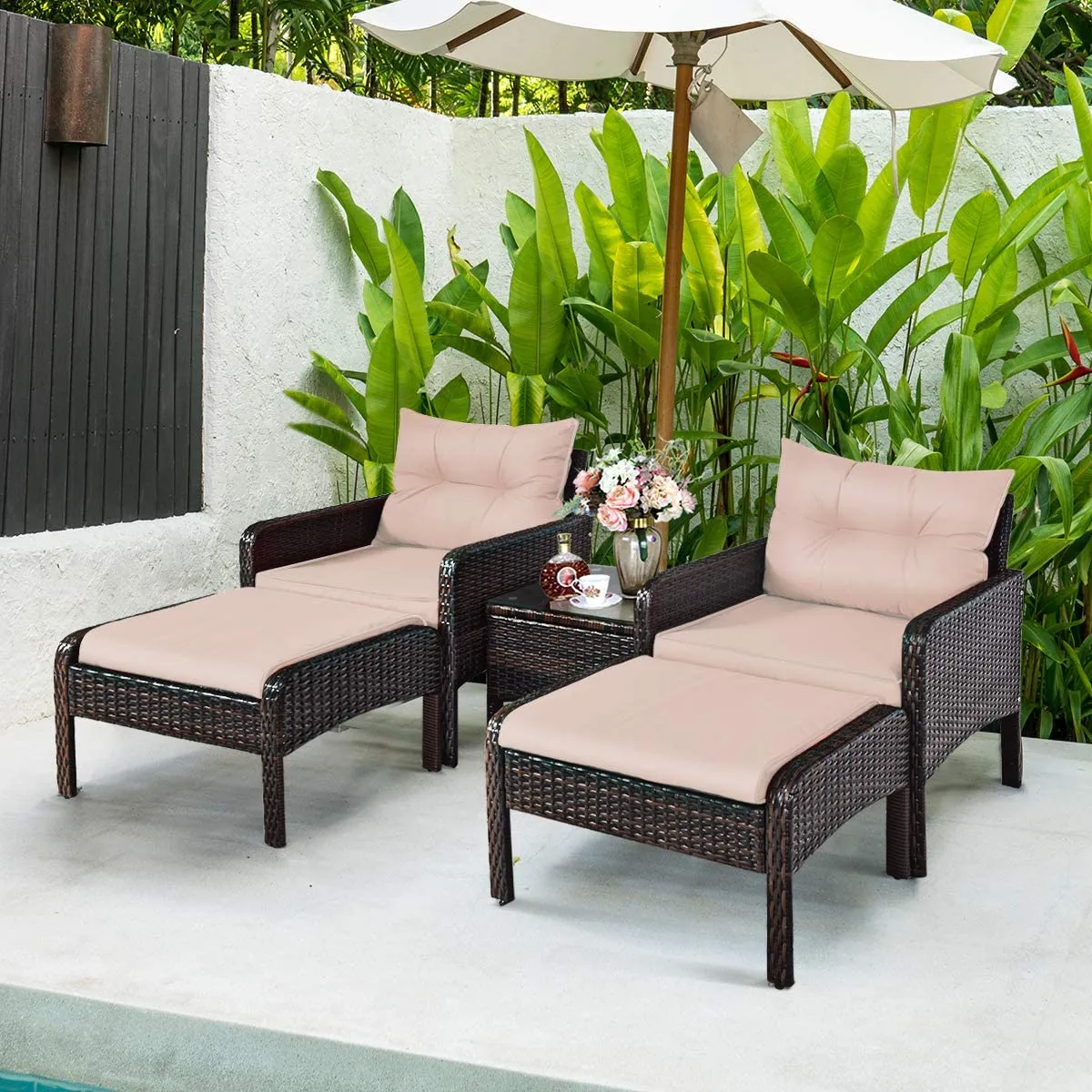 5-Piece Rattan Wicker Patio Set