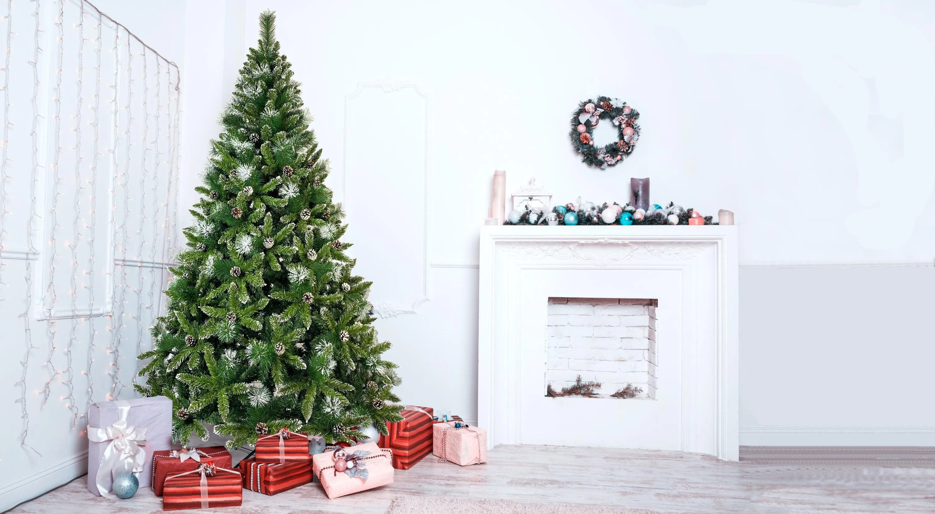 7.4ft Christmas Tree, Decorated with 65 Pine Cones and Realistic over 1300 Thicken Tips, Hinged, Easy Assembly, for Indoor and Outdoor Use