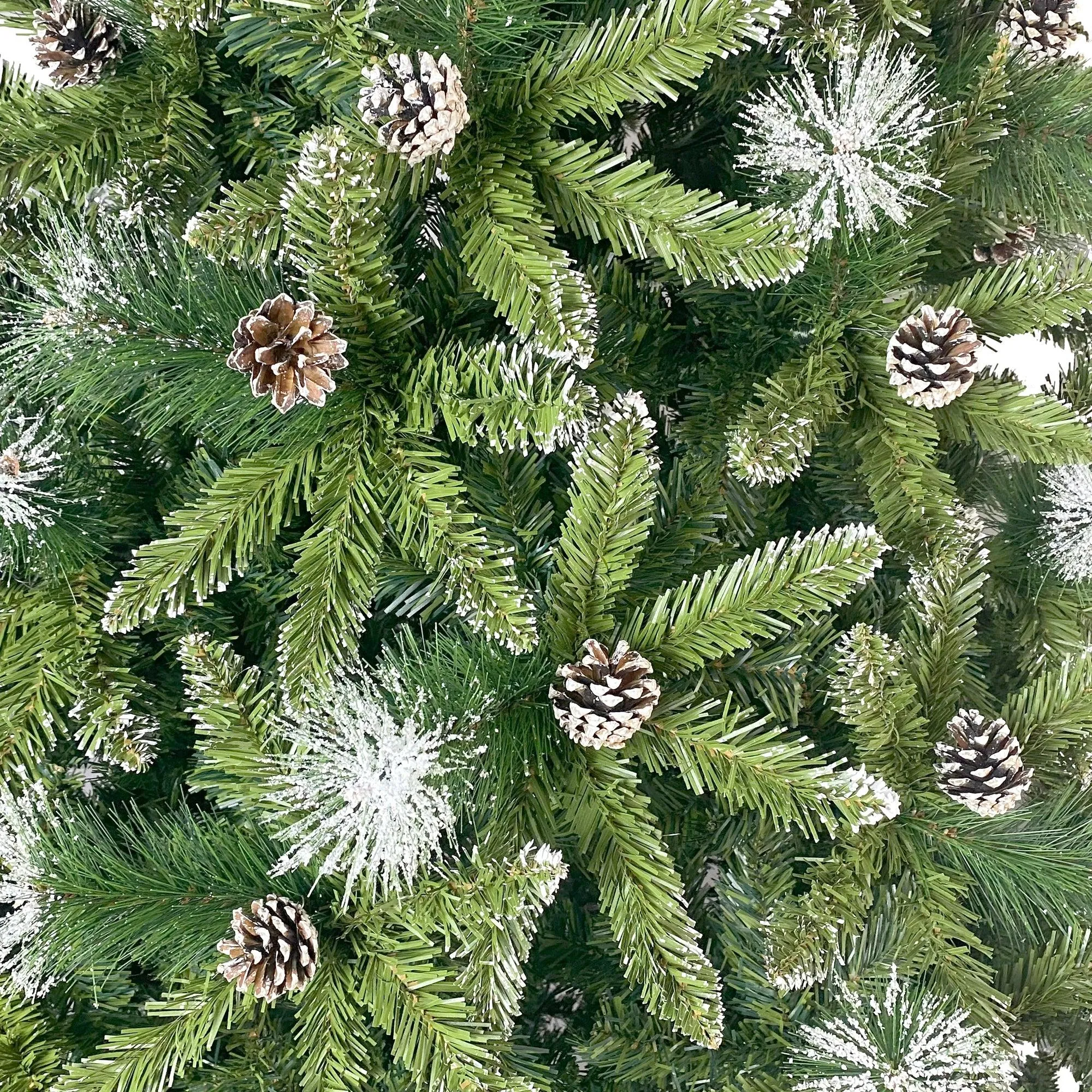 7.4ft Christmas Tree, Decorated with 65 Pine Cones and Realistic over 1300 Thicken Tips, Hinged, Easy Assembly, for Indoor and Outdoor Use