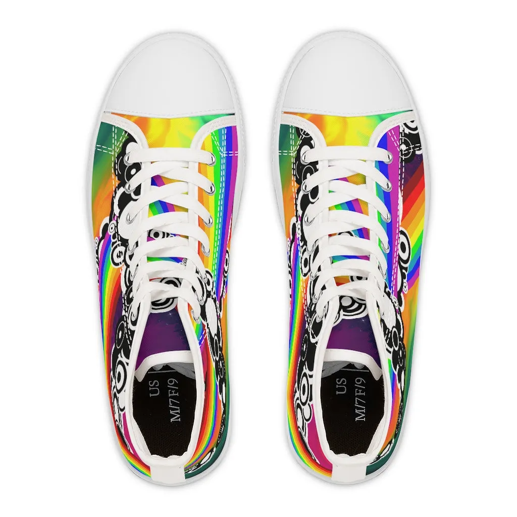 Abstract rainbows Women's High Top Sneakers