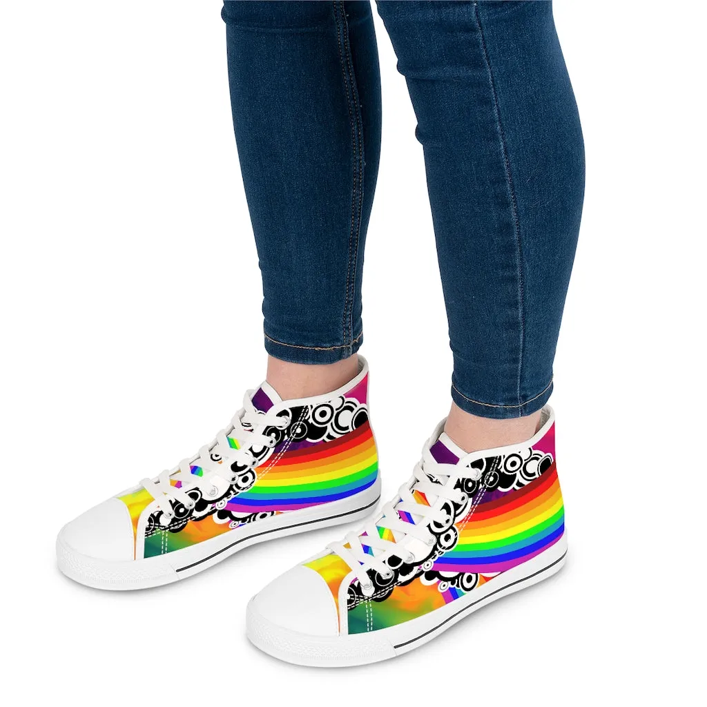 Abstract rainbows Women's High Top Sneakers