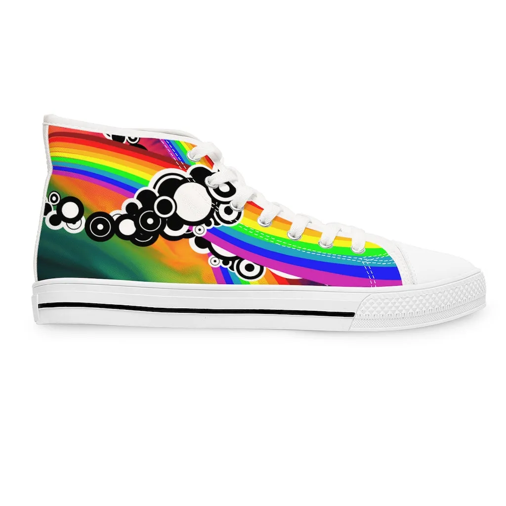 Abstract rainbows Women's High Top Sneakers