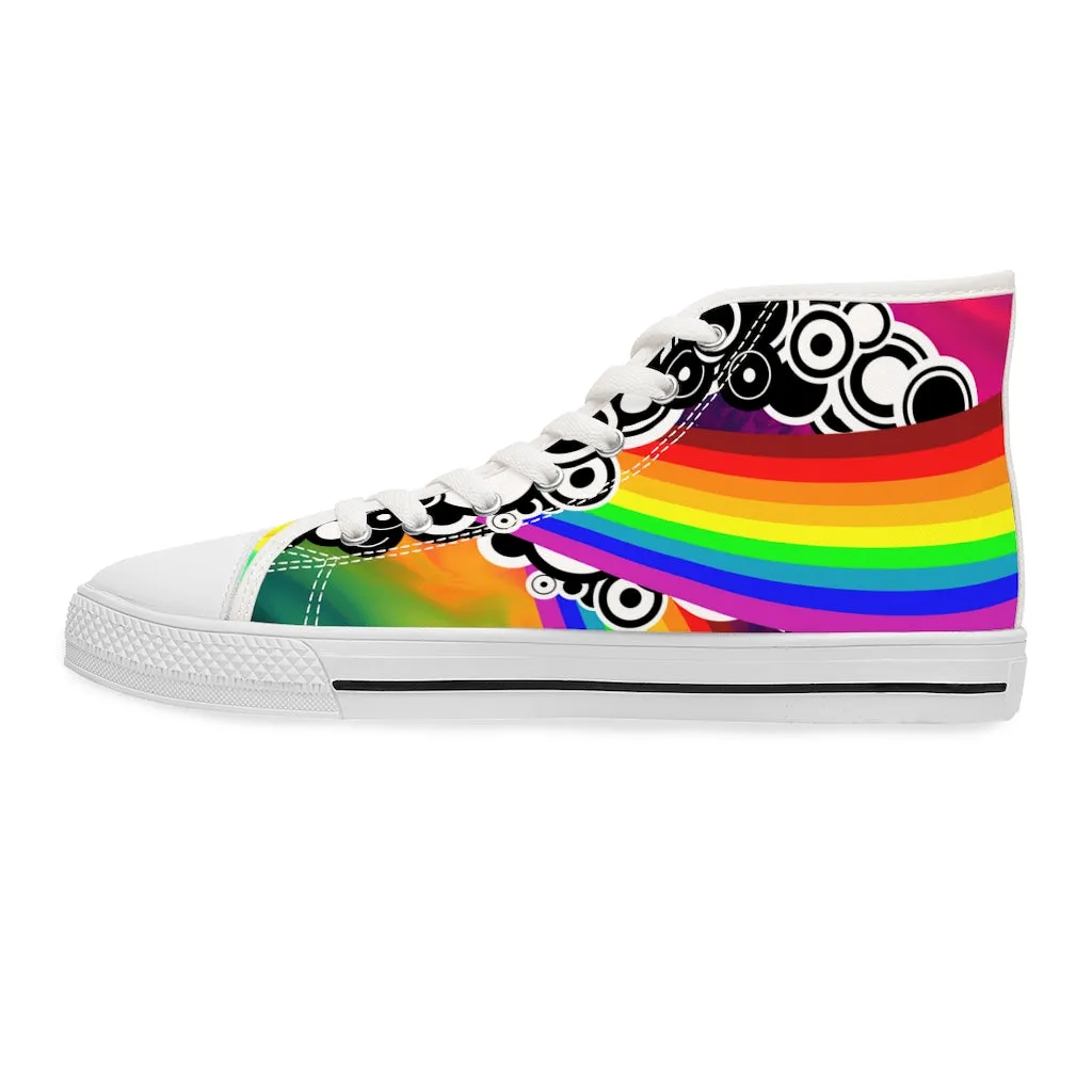 Abstract rainbows Women's High Top Sneakers