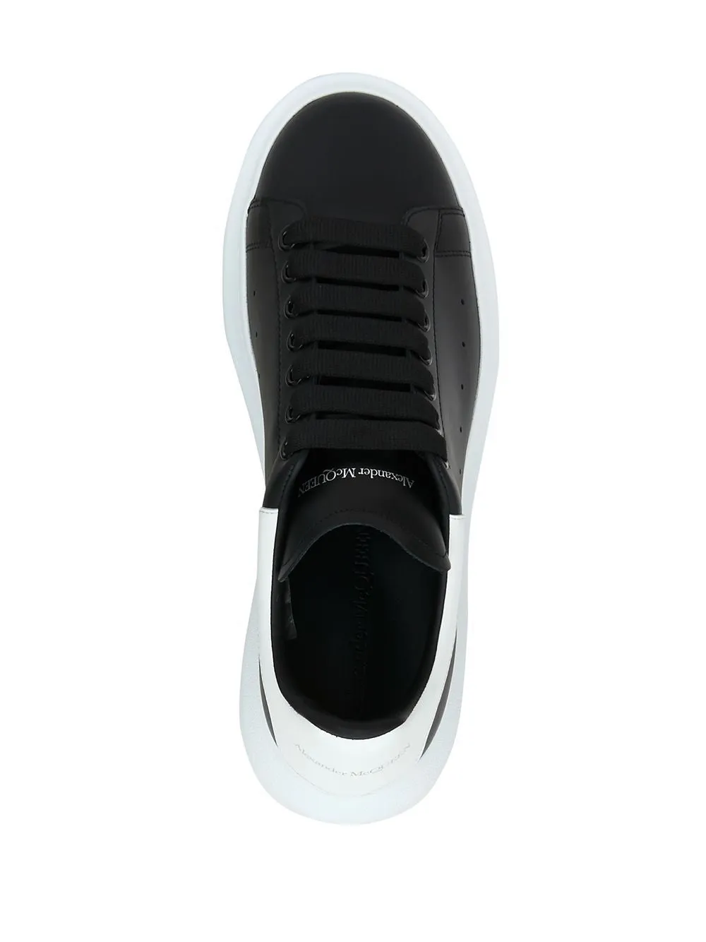 ALEXANDER MCQUEEN Men's Black Leather Sneakers with Thick Sole