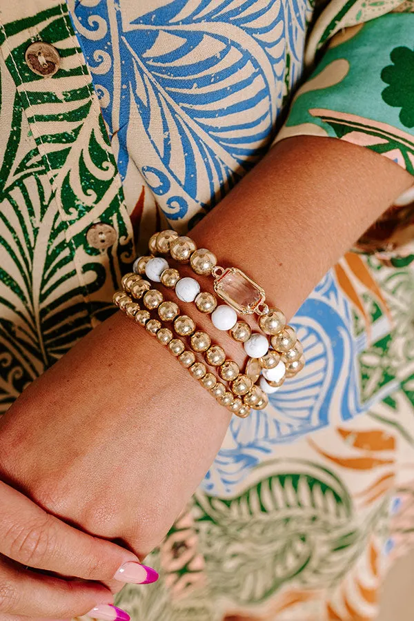 All The Glam Stretch Bracelet Set in White