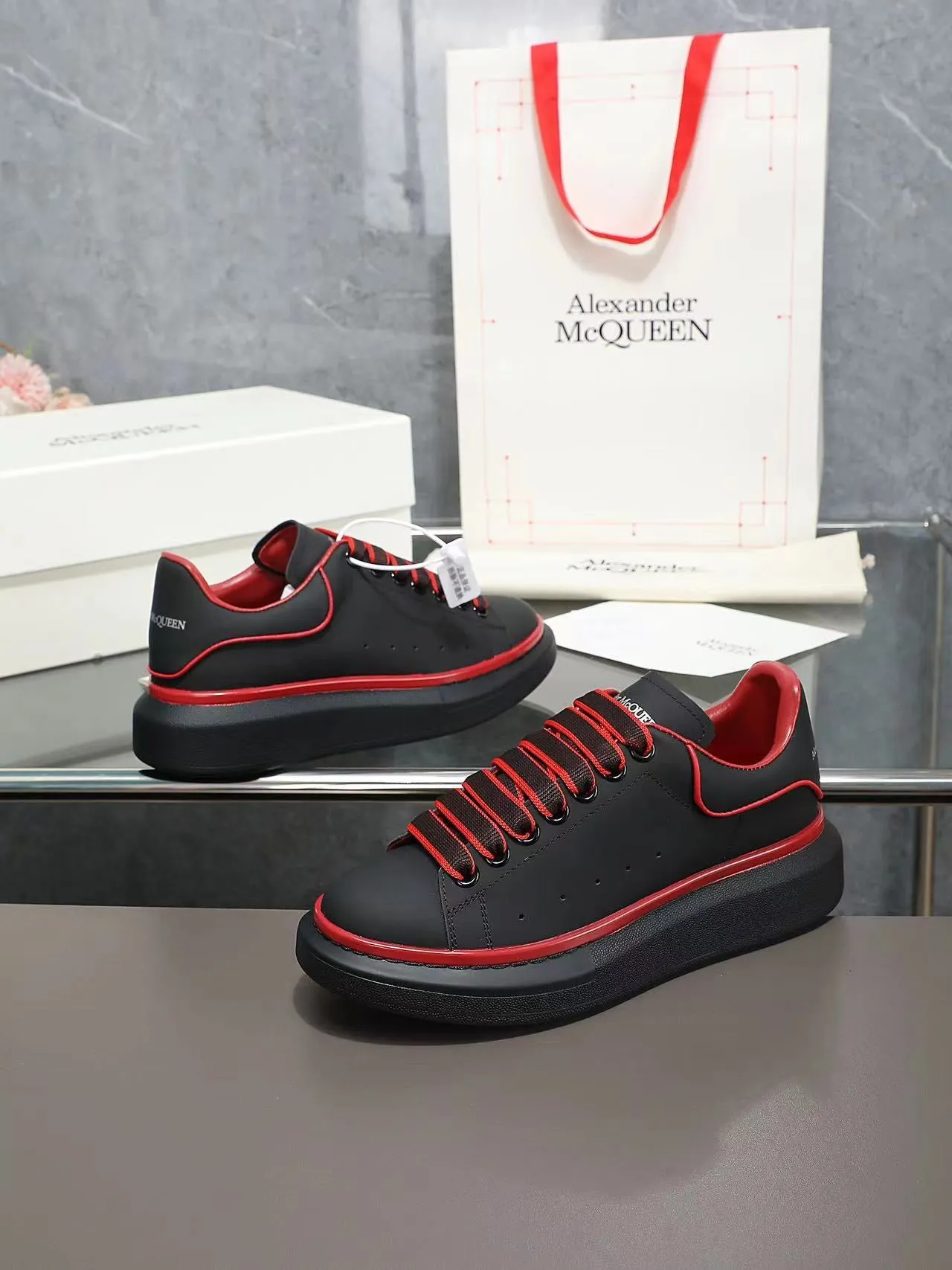 ALMC Oversized Black and Red Sneakers-036