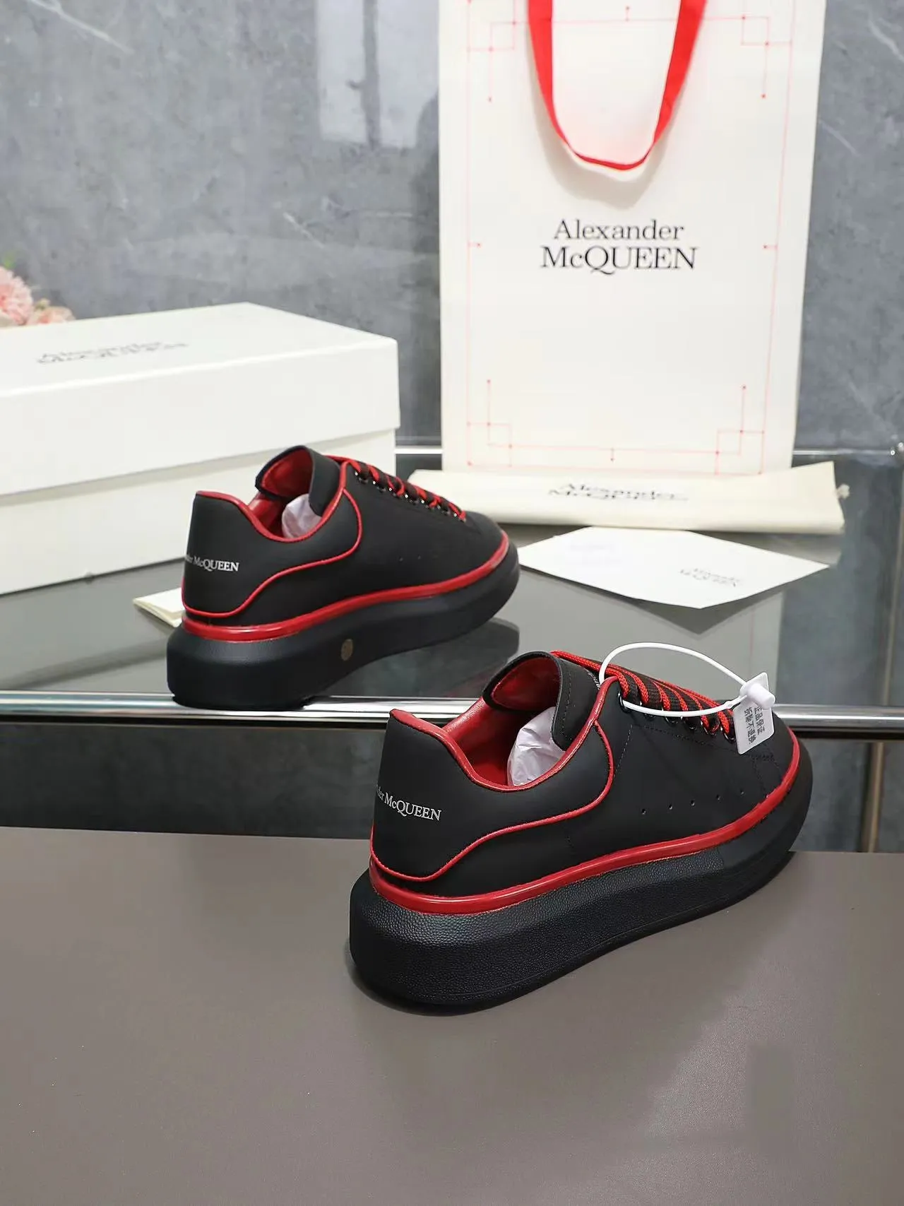 ALMC Oversized Black and Red Sneakers-036