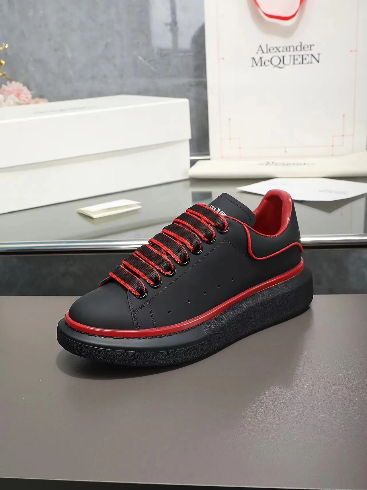 ALMC Oversized Black and Red Sneakers-036