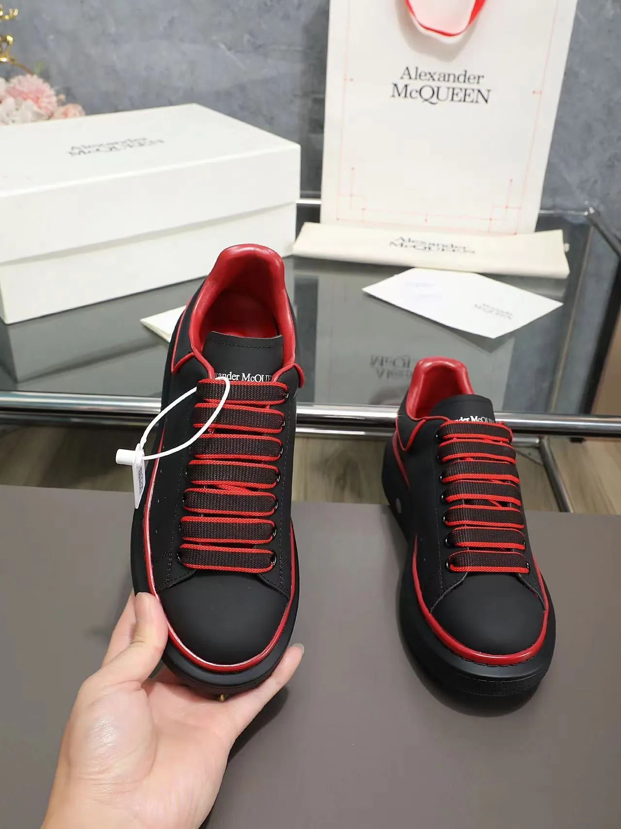 ALMC Oversized Black and Red Sneakers-036