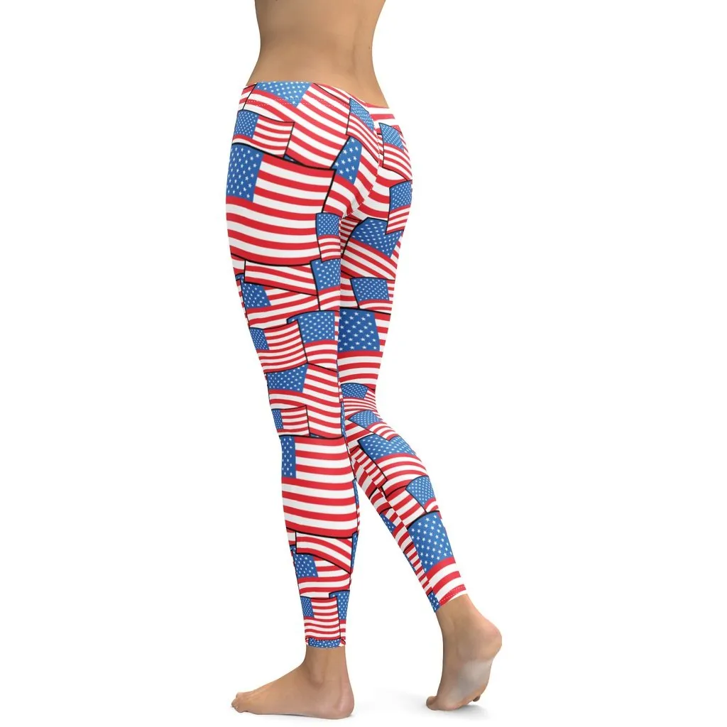 American Flag Pattern Leggings