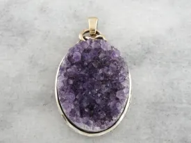 Amethyst Druzy Pendant, Rough Amethyst Crystal