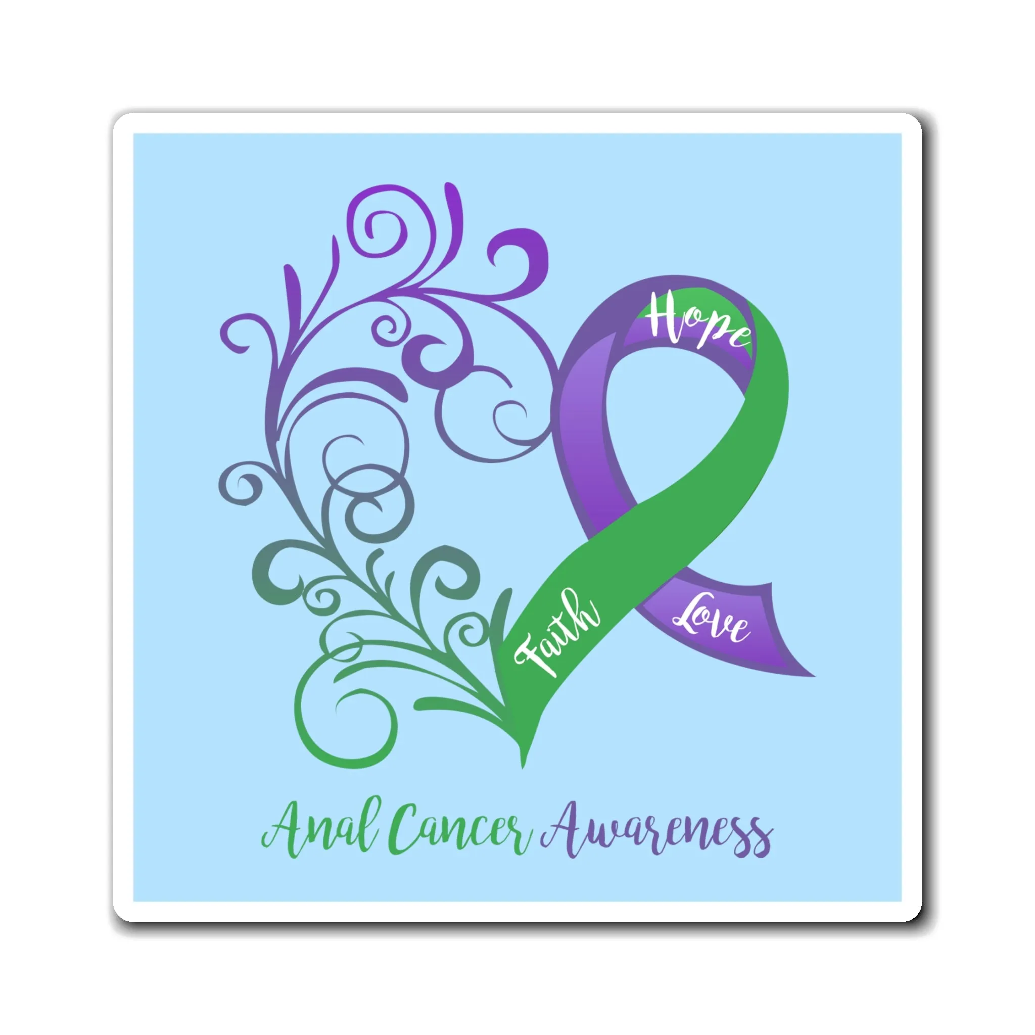 Anal Cancer Awareness Magnet (Light Blue Background) (3 Sizes Available)