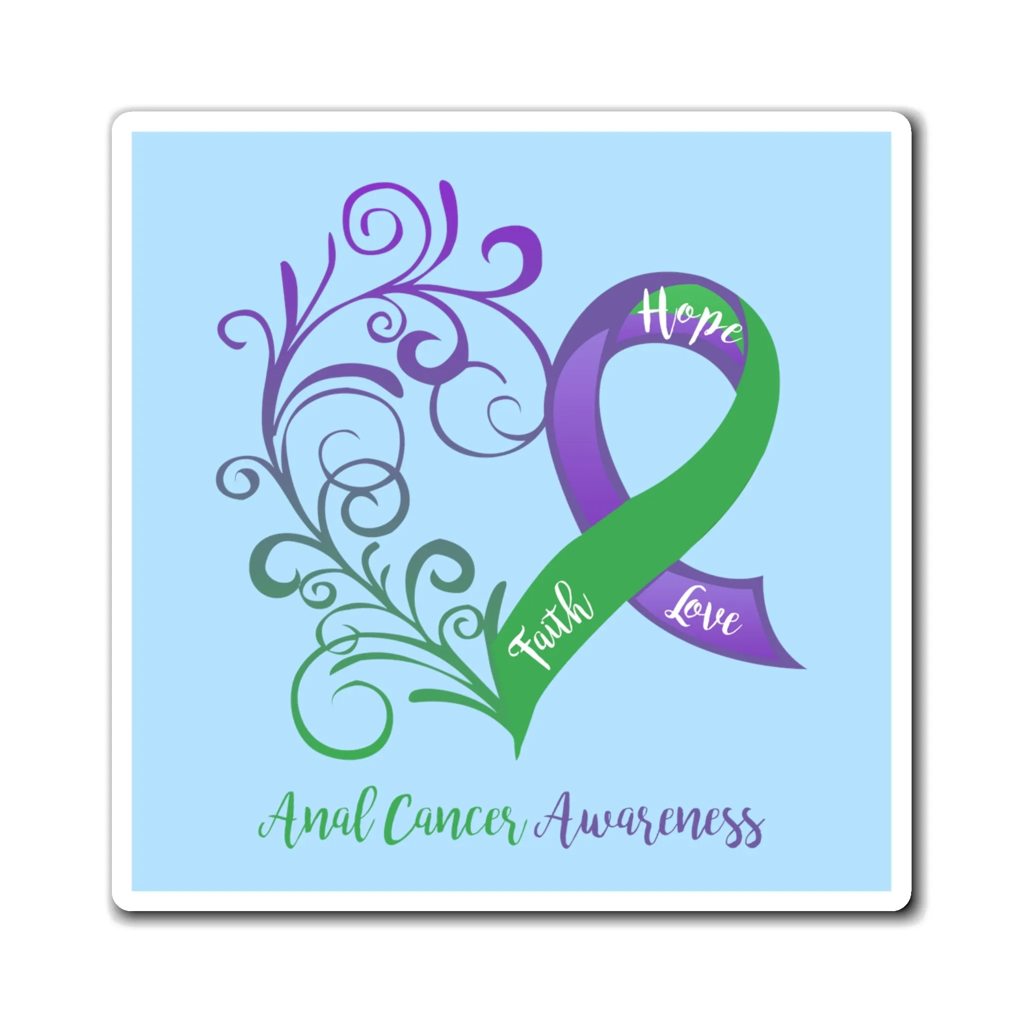 Anal Cancer Awareness Magnet (Light Blue Background) (3 Sizes Available)