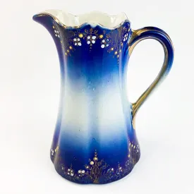 Antique Luneville France Blue Pitcher